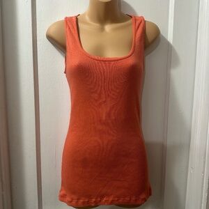 Bun Maternity Orange Ribbed Nursing Tank Top in M